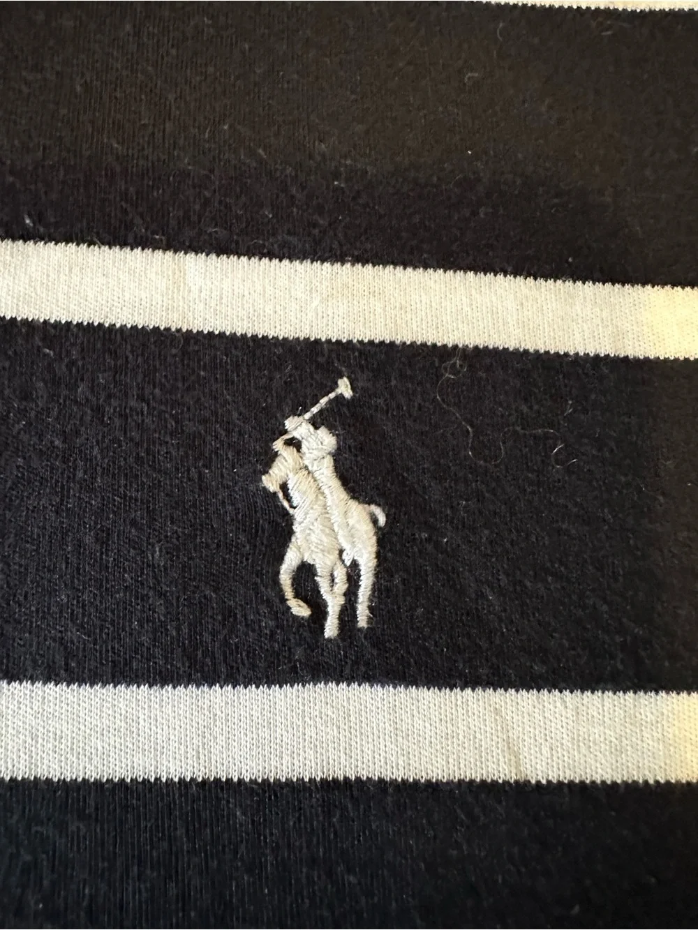 Polo Ralph Lauren XXL Black White Striped Pony Logo Polo Shirt